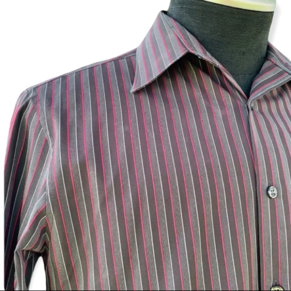 AXIST grey striped men’s button down SLIM FIT